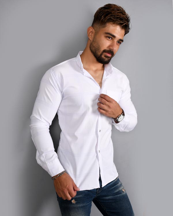 پیراهن مردانه چهارخانه محو سه راه مدل 1427
