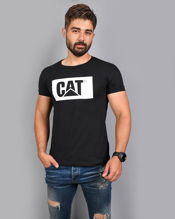 تی شرت مردانه یقه گرد cat مدل 1468