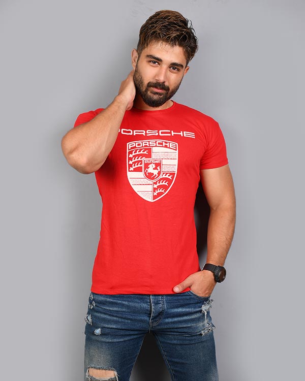 تی شرت مردانه یقه گرد PORSCHE طرح 2 مدل 7019