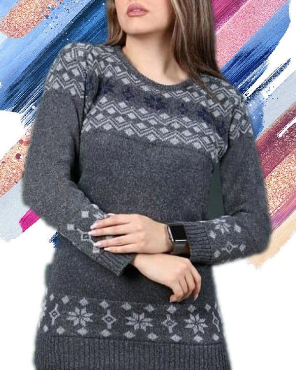 بافت زنانه ژاکارد گل یخ مدل 1740