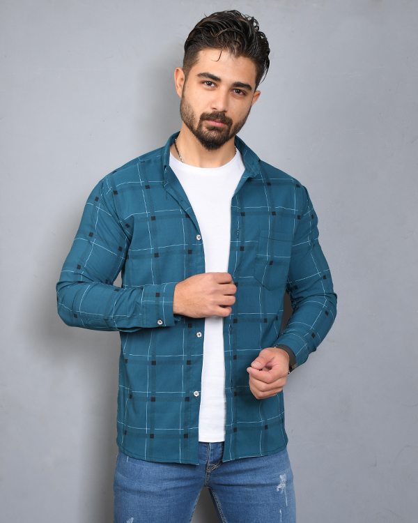 پیراهن مردانه چهارخنه درشت تک جیب مدل 9010