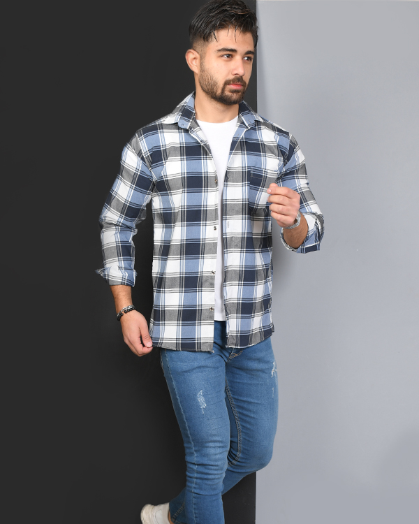 پیراهن مردانه چهارخانه تک جیب مدل 7032
