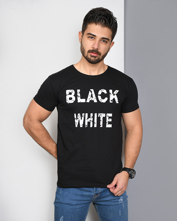 تی شرت آستین کوتاه مردانه BLACK WHITE مدل 4015