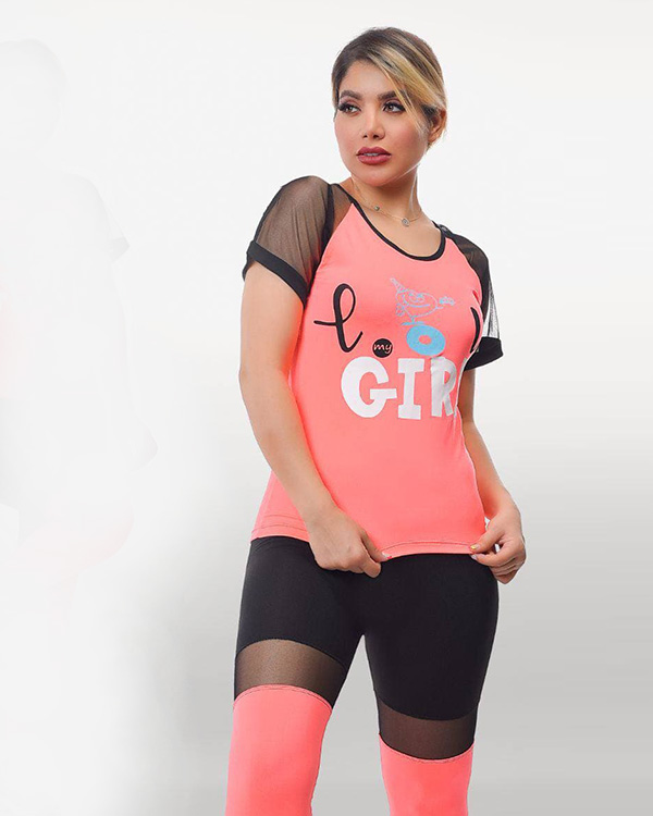 تیشرت آستین رگلان تور دار GIRL و ساپورت 5042