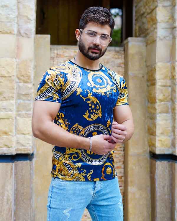 تی شرت مردانه مخمل گوچی مدل 2615