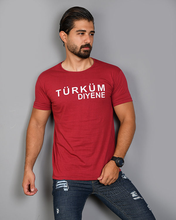 تی شرت مردانه یقه گرد Türküm diyene  مدل 4135