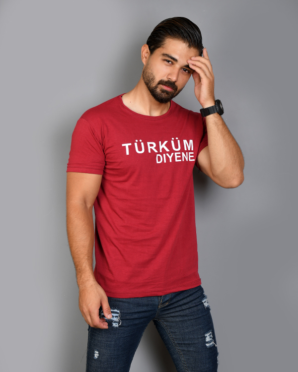 تی شرت مردانه یقه گرد Türküm diyene  مدل 4135