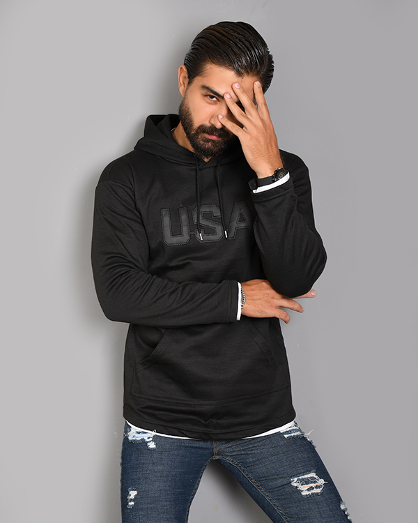 هودی مردانه کلاه دار usa مدل 3184