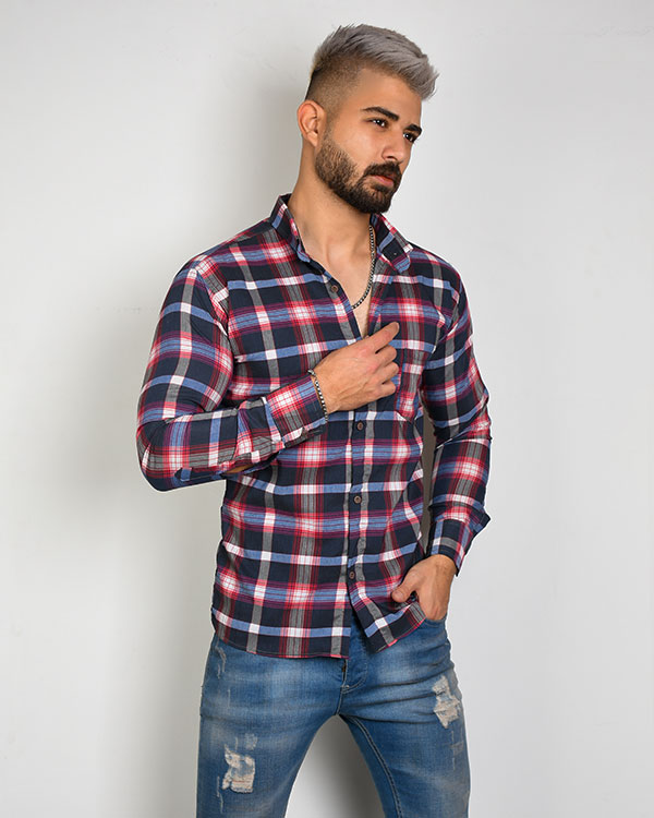 پیراهن مردانه چهارخانه مدل 3409
