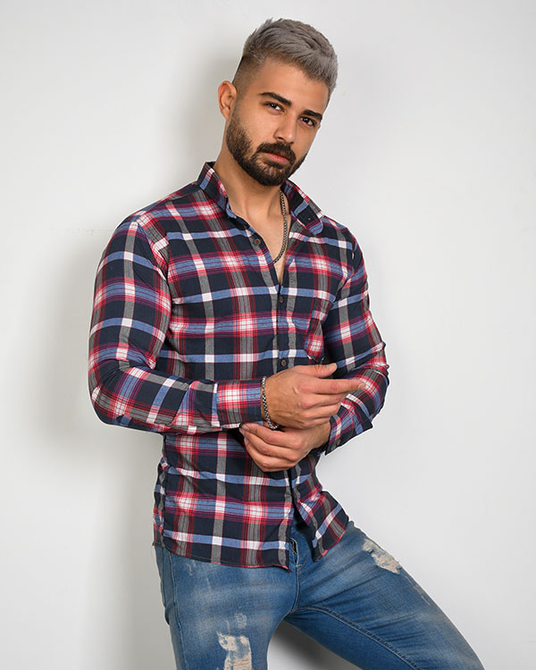 پیراهن مردانه چهارخانه مدل 3409