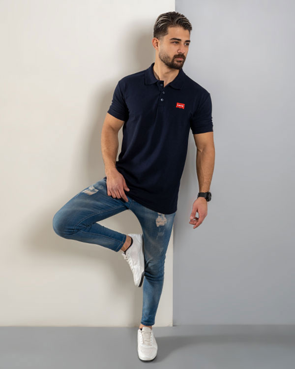 تی شرت مردانه یقه دار سه دکمه مدل Levis