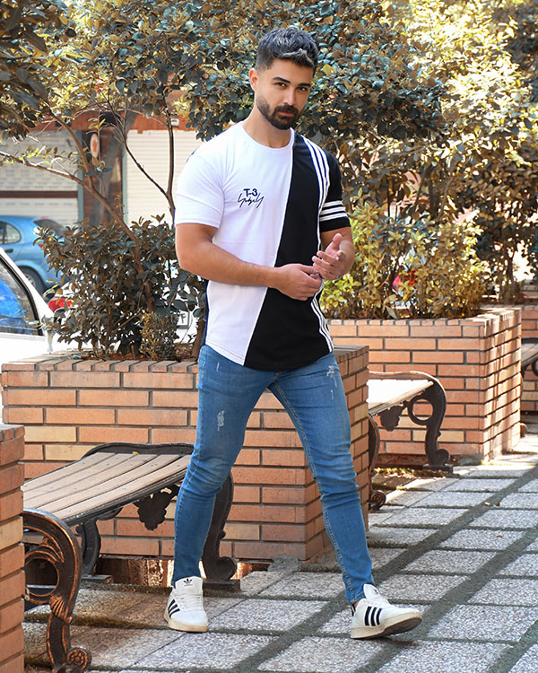 تی شرت مردانه T3 سه خط  مدل 3626