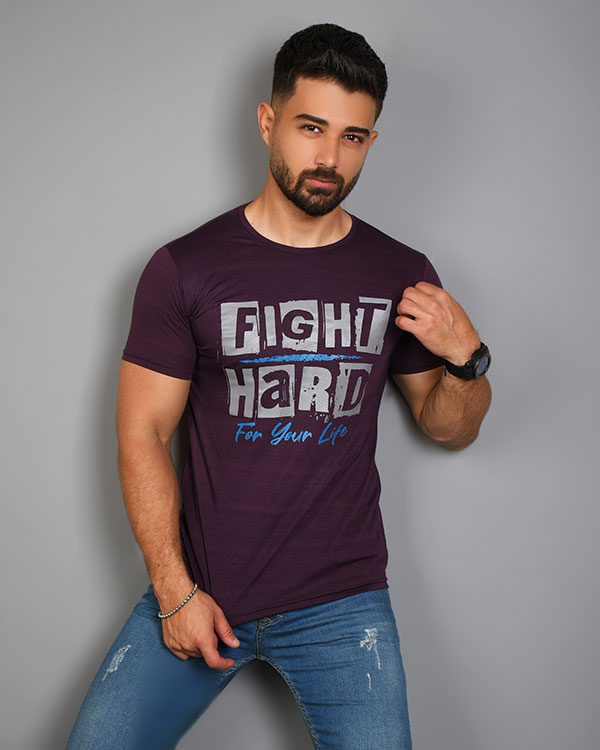 تی شرت مردانه یقه گرد FLIGHT HARD مدل 3646