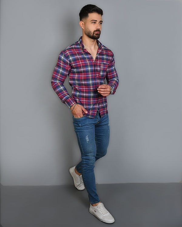 پیراهن مردانه چهارخانه مدل 3654