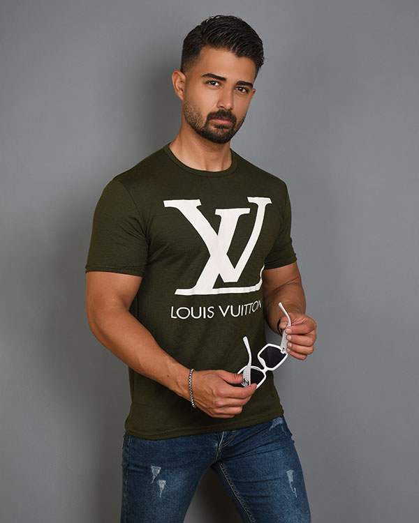 تی شرت مردانه یقه گرد LV مدل 3691