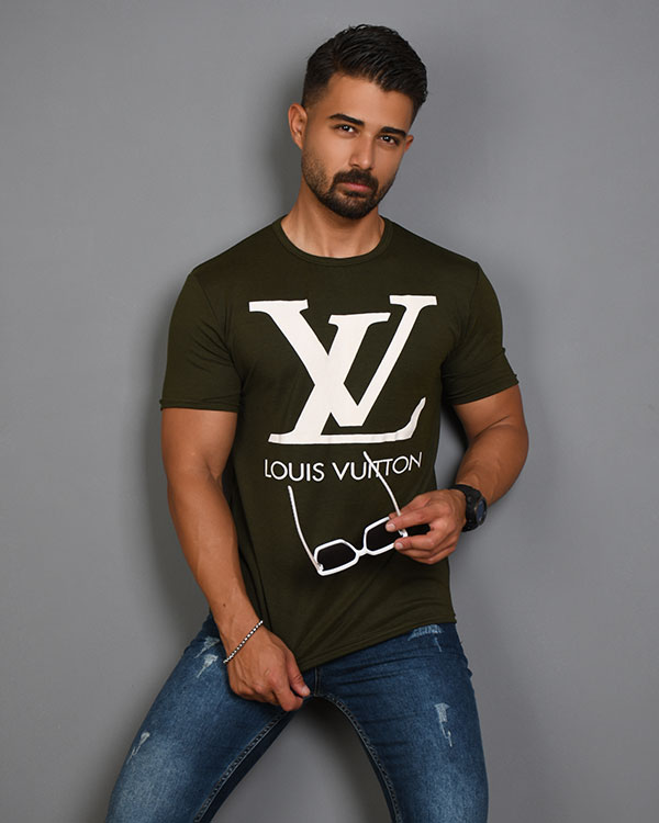 تی شرت مردانه یقه گرد LV مدل 3691