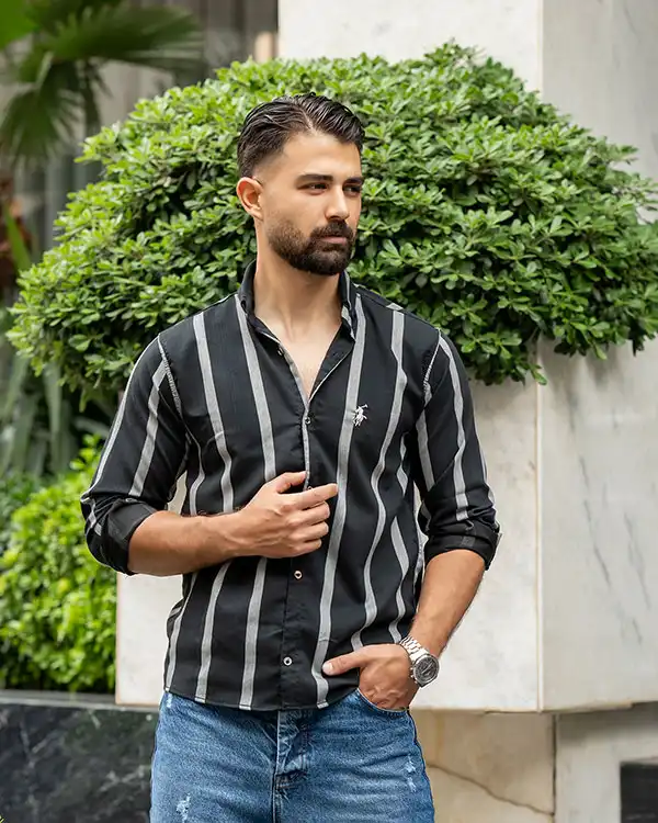 پیراهن مردانه راه راه atin مدل 4034