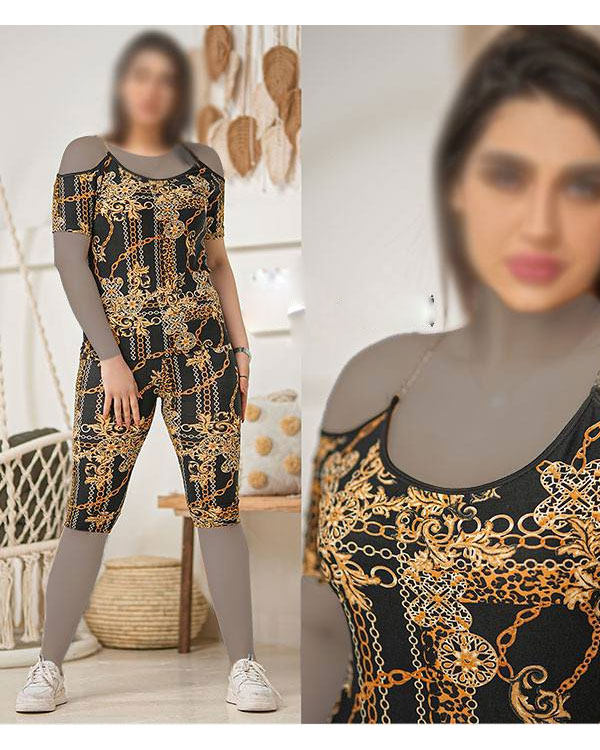 تی شرت و شلوار زنانه سرشانه باز زنجیری ana مدل6176