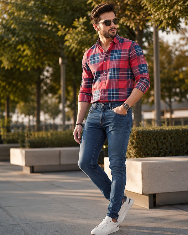 پیراهن مردانه چهار خانه مدل Arshia
