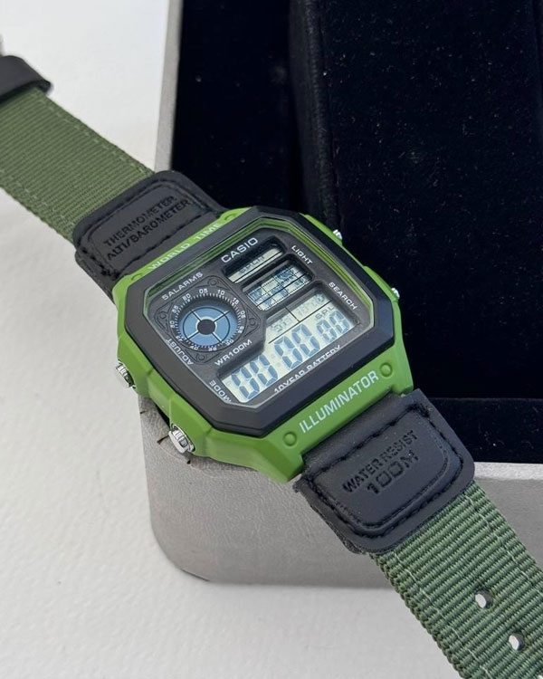 ساعت مردانه Casio World time بند برزنتی