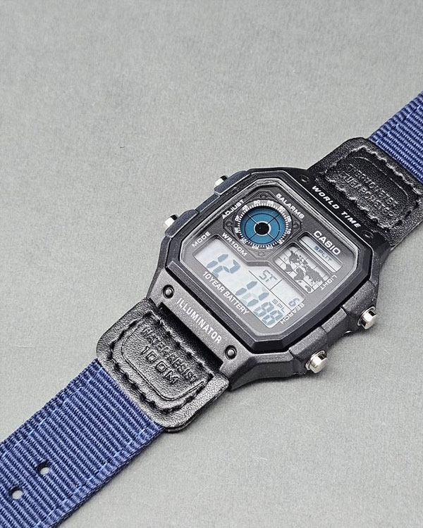 ساعت مردانه Casio World time بند برزنتی