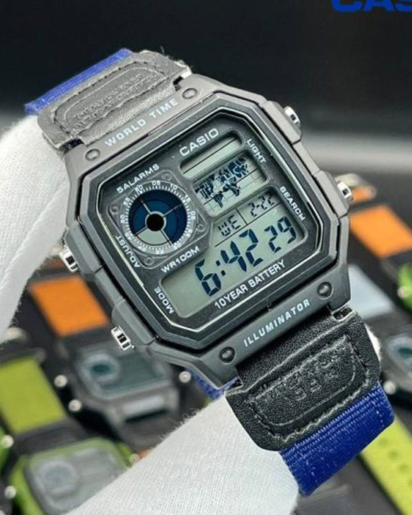 ساعت مردانه Casio World time بند برزنتی