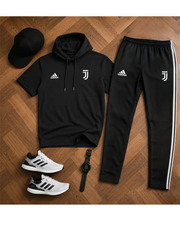 ست تیشرت کلاهدار و شلوار مردانه مدل Juventus