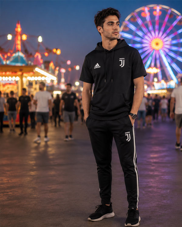 ست تیشرت کلاهدار و شلوار مردانه مدل Juventus